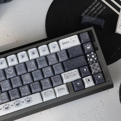 Moody Kitten PBT keycaps with five-sided dye-sublimation cat faces