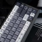 Moody Kitten monochrome grey and white mechanical keyboard keycaps with cat face novelties