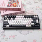 Black Veil, Pink Cheeks Aesthetic Keycaps - Metallic Edition | Sweet Gothic PBT Keycaps for Custom Keyboards