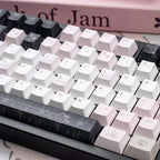 Black Veil, Pink Cheeks Aesthetic Keycaps - Metallic Edition | Sweet Gothic PBT Keycaps for Custom Keyboards