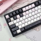 Black Veil, Pink Cheeks Aesthetic Keycaps - Metallic Edition | Sweet Gothic PBT Keycaps for Custom Keyboards