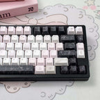 Black Veil, Pink Cheeks Aesthetic Keycaps - Metallic Edition | Sweet Gothic PBT Keycaps for Custom Keyboards