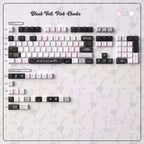Black Veil, Pink Cheeks Aesthetic Keycaps - Metallic Edition | Sweet Gothic PBT Keycaps for Custom Keyboards