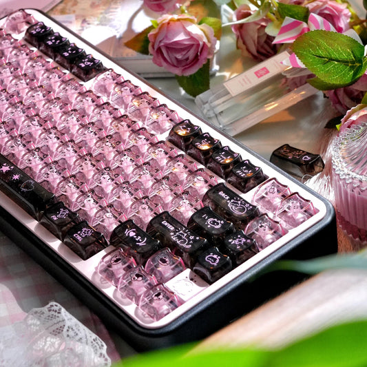 Black Pink Graffiti Clear PC Keycaps – MAO Profile 113-Key | ARKTCAT x Maorbeng