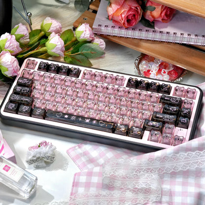 Black Pink Graffiti Clear PC Keycaps – MAO Profile 113-Key | ARKTCAT x Maorbeng