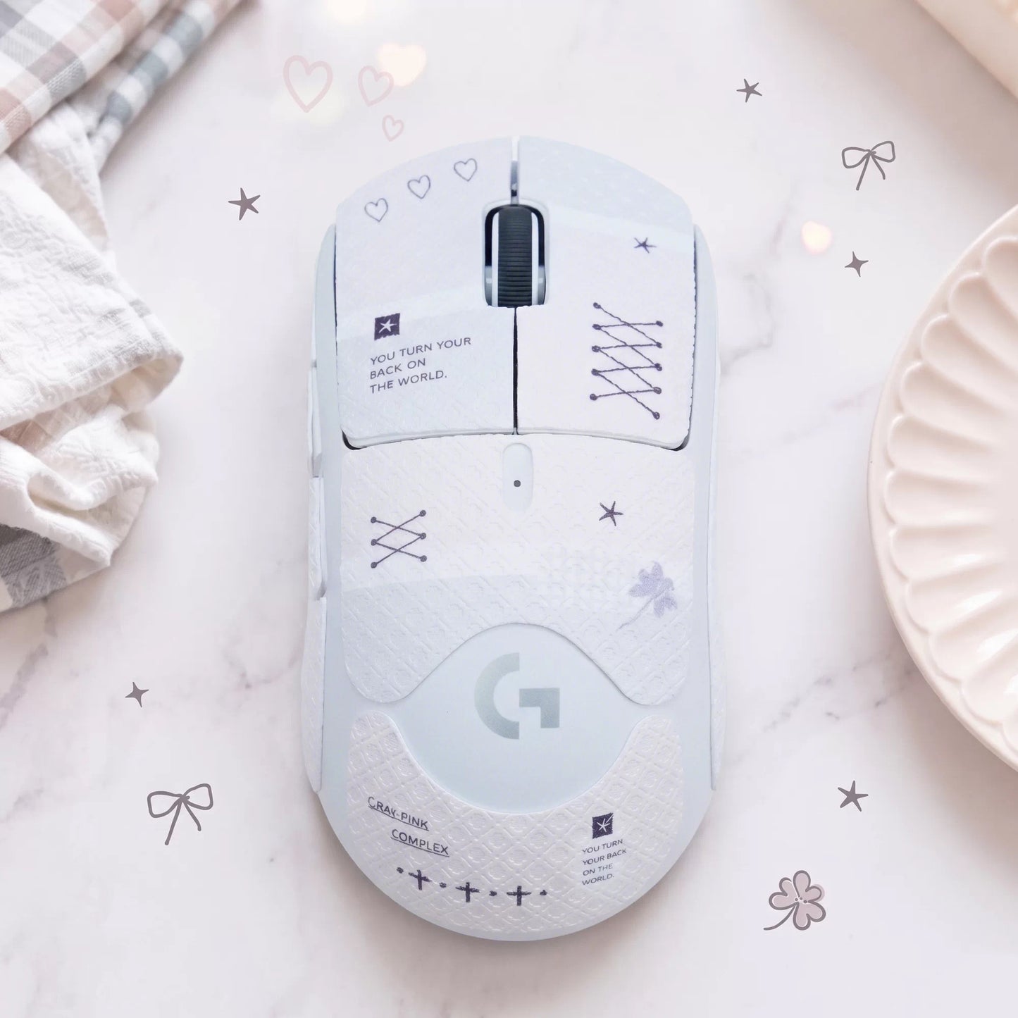 Gray-Pink Complex Mouse Grip Tape | Anti-Slip & Sweat-Absorbent | Arktcat x Soulcat