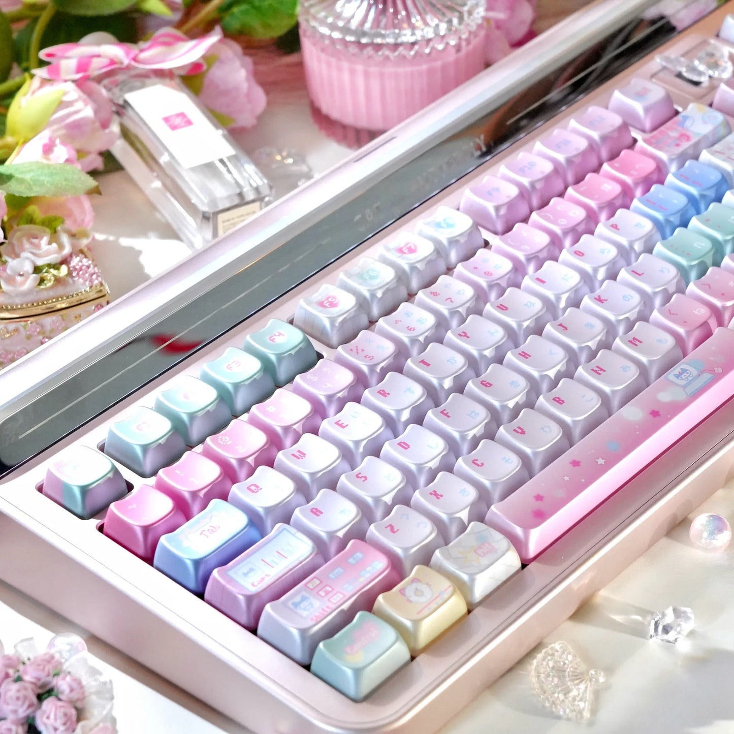 Pastel Cyber Cat Gradient Metallic Keycaps – MAO Profile 113-Key Set | ARKTCAT