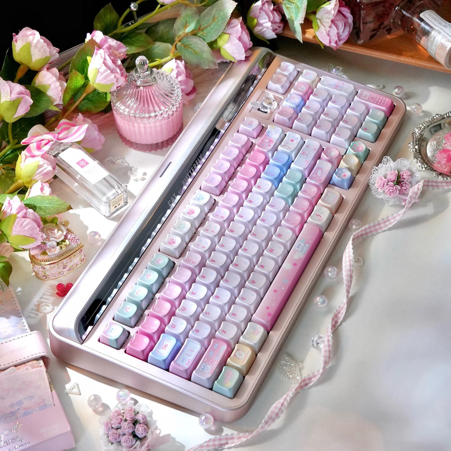 Pastel Cyber Cat Gradient Metallic Keycaps – MAO Profile 113-Key Set | ARKTCAT