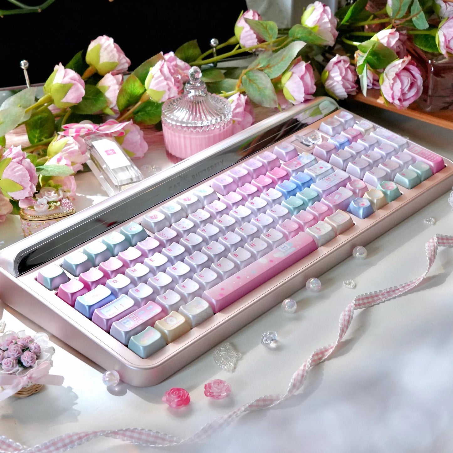 Pastel Cyber Cat Gradient Metallic Keycaps – MAO Profile 113-Key Set | ARKTCAT