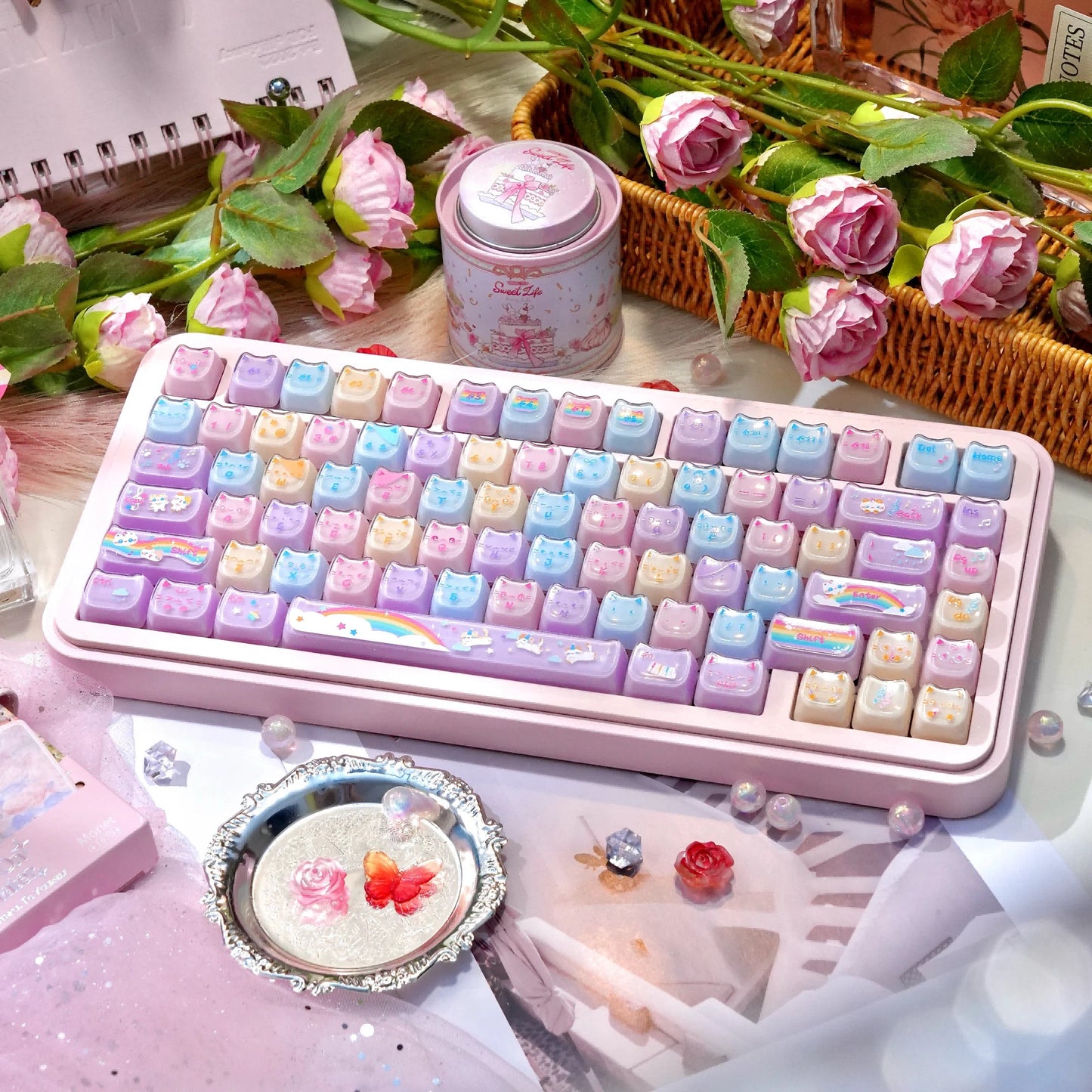 Rainbow Jelly Cat Double-Layer PC Keycaps | ARKTCAT x MAORBENG