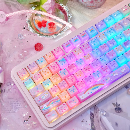 Rainbow Jelly Cat Double-Layer PC Keycaps | ARKTCAT x MAORBENG