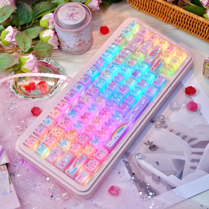 Rainbow Jelly Cat Double-Layer PC Keycaps | ARKTCAT x MAORBENG