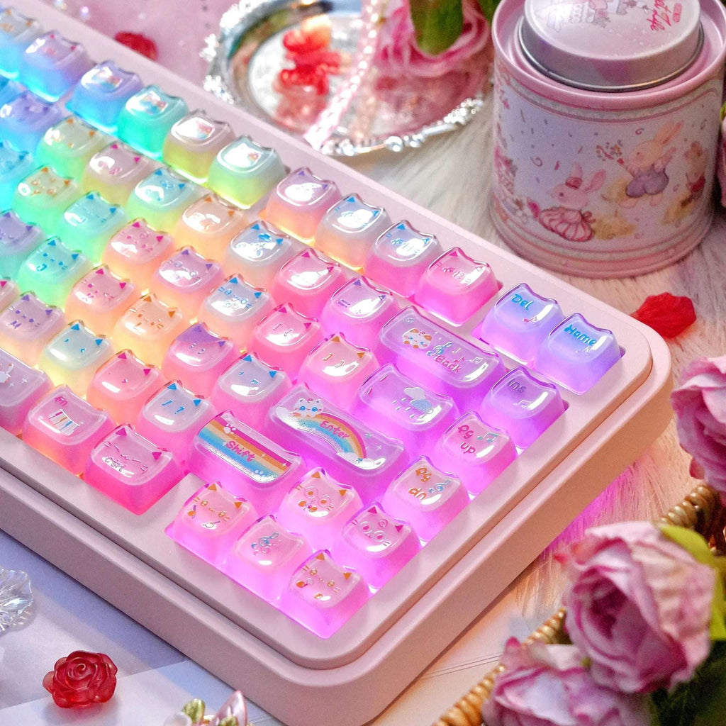 Rainbow Jelly Cat Double-Layer PC Keycaps | ARKTCAT x MAORBENG