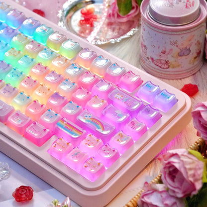 Rainbow Jelly Cat Double-Layer PC Keycaps | ARKTCAT x MAORBENG