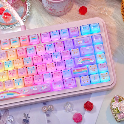 Rainbow Jelly Cat Double-Layer PC Keycaps | ARKTCAT x MAORBENG
