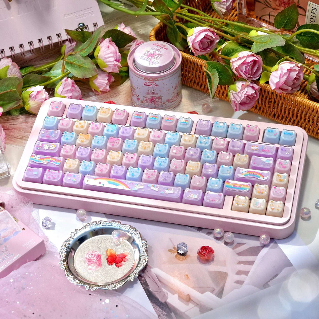 Rainbow Jelly Cat Double-Layer PC Keycaps | ARKTCAT x MAORBENG
