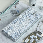 Soft Whispers Minimalist Blue & White PBT Keycap Set | ARKTCAT