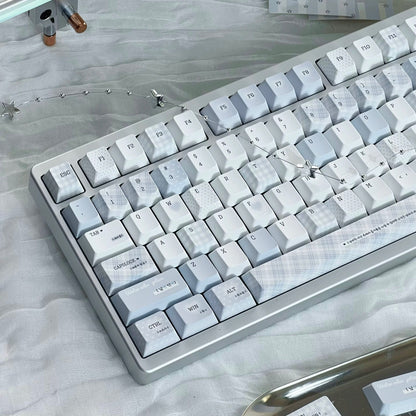 Soft Whispers Minimalist Blue & White PBT Keycap Set | ARKTCAT