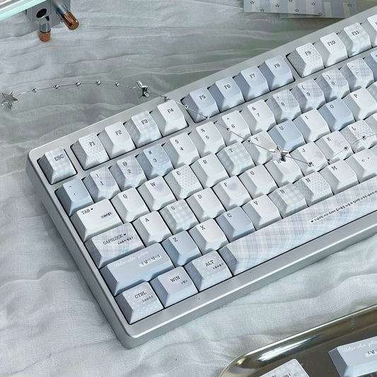 Soft Whispers Minimalist Blue & White PBT Keycap Set | ARKTCAT