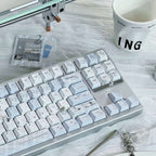 Soft Whispers Minimalist Blue & White PBT Keycap Set | ARKTCAT