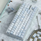 Soft Whispers Minimalist Blue & White PBT Keycap Set | ARKTCAT