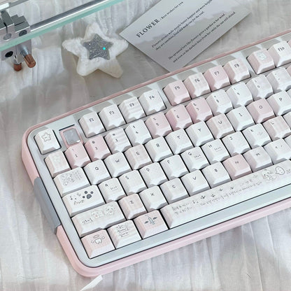 Somnambulism Kawaii Pink & White PBT Keycap Set - 131 keys | ARKTCAT