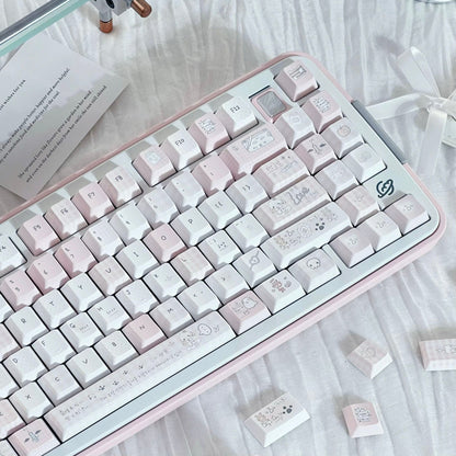 Somnambulism Kawaii Pink & White PBT Keycap Set - 131 keys | ARKTCAT