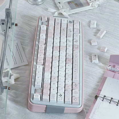 Somnambulism Kawaii Pink & White PBT Keycap Set - 131 keys | ARKTCAT