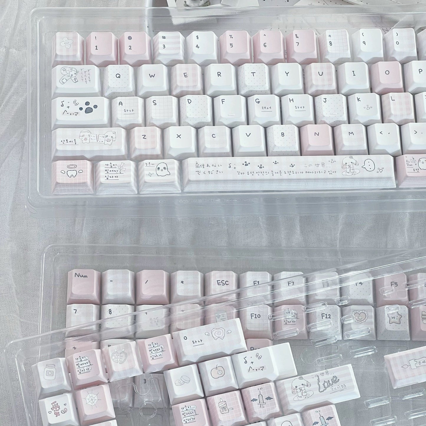 Somnambulism Kawaii Pink & White PBT Keycap Set - 131 keys | ARKTCAT