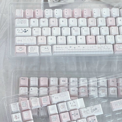 Somnambulism Kawaii Pink & White PBT Keycap Set - 131 keys | ARKTCAT