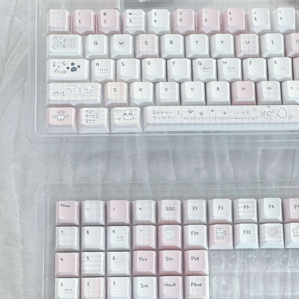 Somnambulism Kawaii Pink & White PBT Keycap Set - 131 keys | ARKTCAT