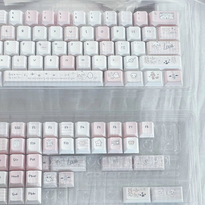 Somnambulism Kawaii Pink & White PBT Keycap Set - 131 keys | ARKTCAT