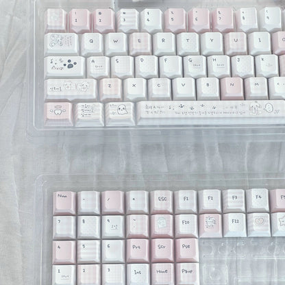 Somnambulism Kawaii Pink & White PBT Keycap Set - 131 keys | ARKTCAT