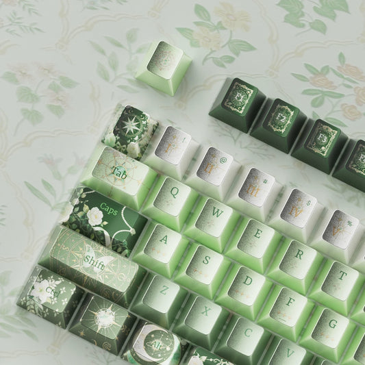 Night Astrology Green PBT Keycap Set | Pearlescent Metallic Spray  | ARKTCAT x U'RE