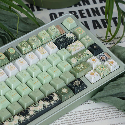 Night Astrology Green PBT Keycap Set | Pearlescent Metallic Spray  | ARKTCAT x U'RE