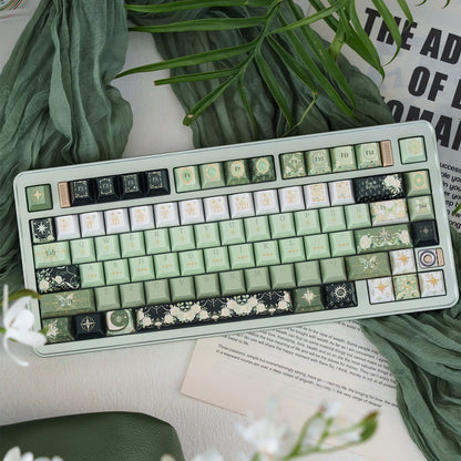 Night Astrology Green PBT Keycap Set | Pearlescent Metallic Spray  | ARKTCAT x U'RE