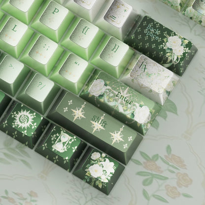 Night Astrology Green PBT Keycap Set | Pearlescent Metallic Spray  | ARKTCAT x U'RE