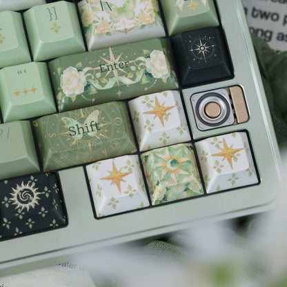 Night Astrology Green PBT Keycap Set | Pearlescent Metallic Spray  | ARKTCAT x U'RE