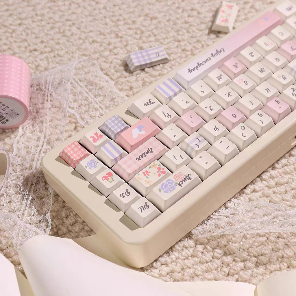 Keyboard with decorative keys on a soft surface