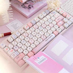 Grid Garden Keycaps Set – Blue & Pink Gingham Floral PBT Dye-Sub, OEM/MOA Profile