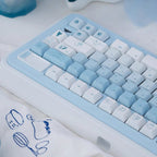 Polar Bear Keycaps Set – Gradient Blue & White PBT Dye-Sub, OEM Profile
