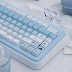 Polar Bear Keycaps Set – Gradient Blue & White PBT Dye-Sub, OEM Profile