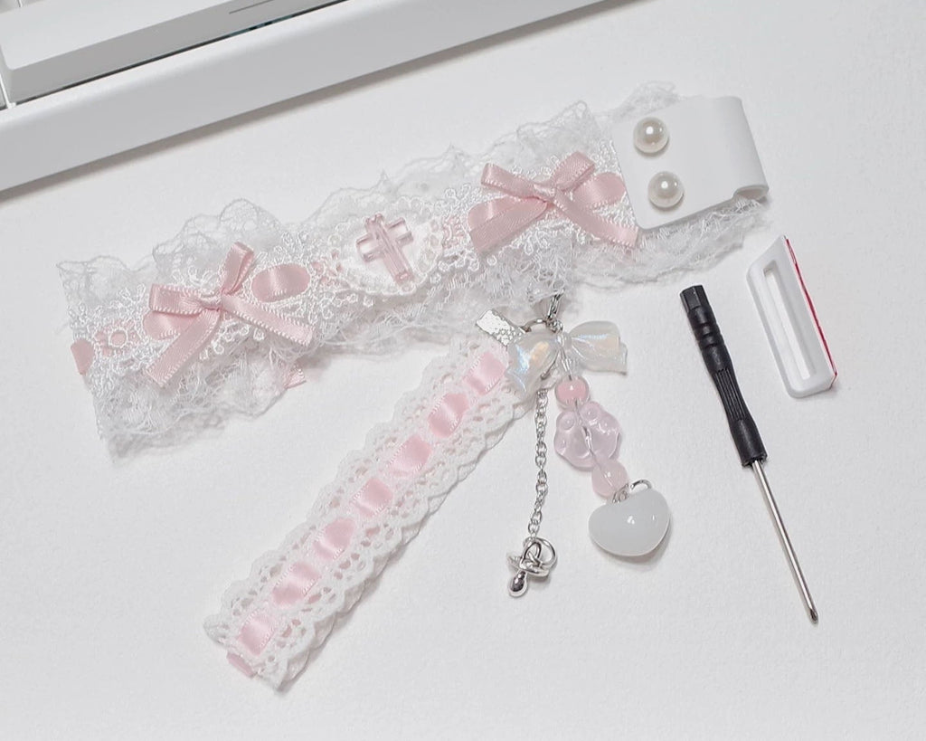 Lace Keyboard Strap with Charms – Cute Decorative Ribbon for Wooting / Made68 / ATK / 60% Keyboards