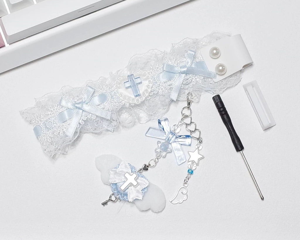 Lace Keyboard Strap with Charms – Cute Decorative Ribbon for Wooting / Made68 / ATK / 60% Keyboards