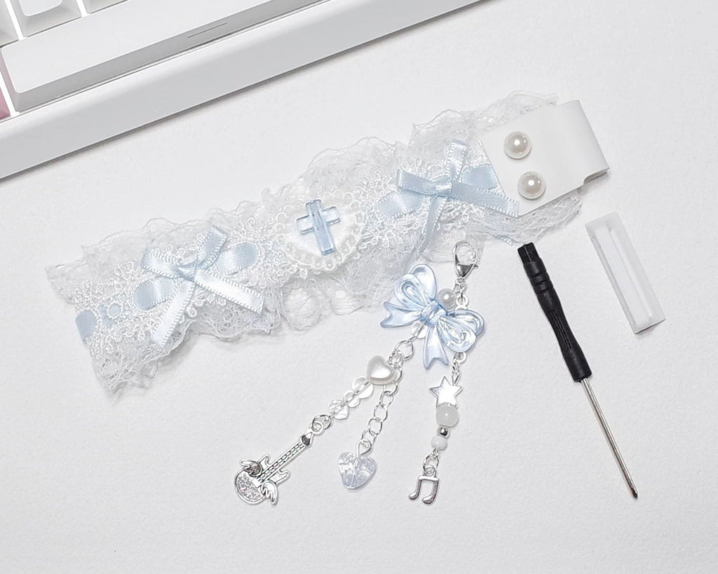Lace Keyboard Strap with Charms – Cute Decorative Ribbon for Wooting / Made68 / ATK / 60% Keyboards