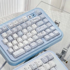 Soft Whispers Minimalist Blue & White PBT Keycap Set | ARKTCAT