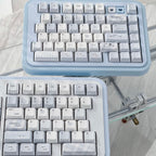 Soft Whispers Minimalist Blue & White PBT Keycap Set | ARKTCAT