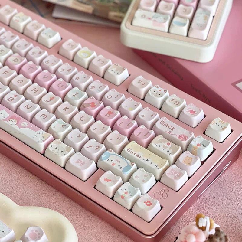 Meow Meow Squad Keycap Set – MAO Profile, 141 Keys, 5-Side Dye-Sublimated PBT