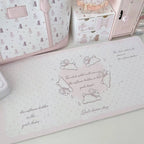Snow Bunny Heart Desk Mat | Cute Polka Dot PU Leather Waterproof Desk Pad for Office & Home