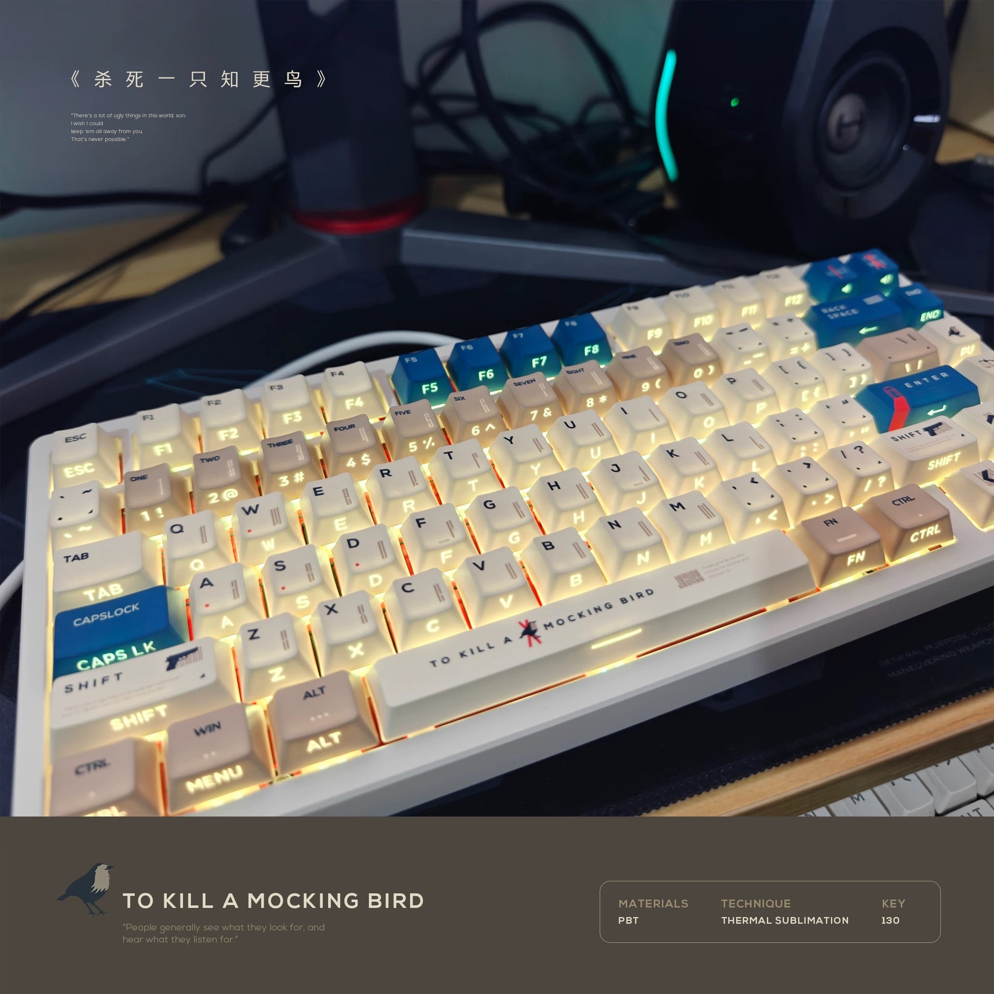 "Elegant thermal sublimation keycaps with RGB-compatible side engravings"